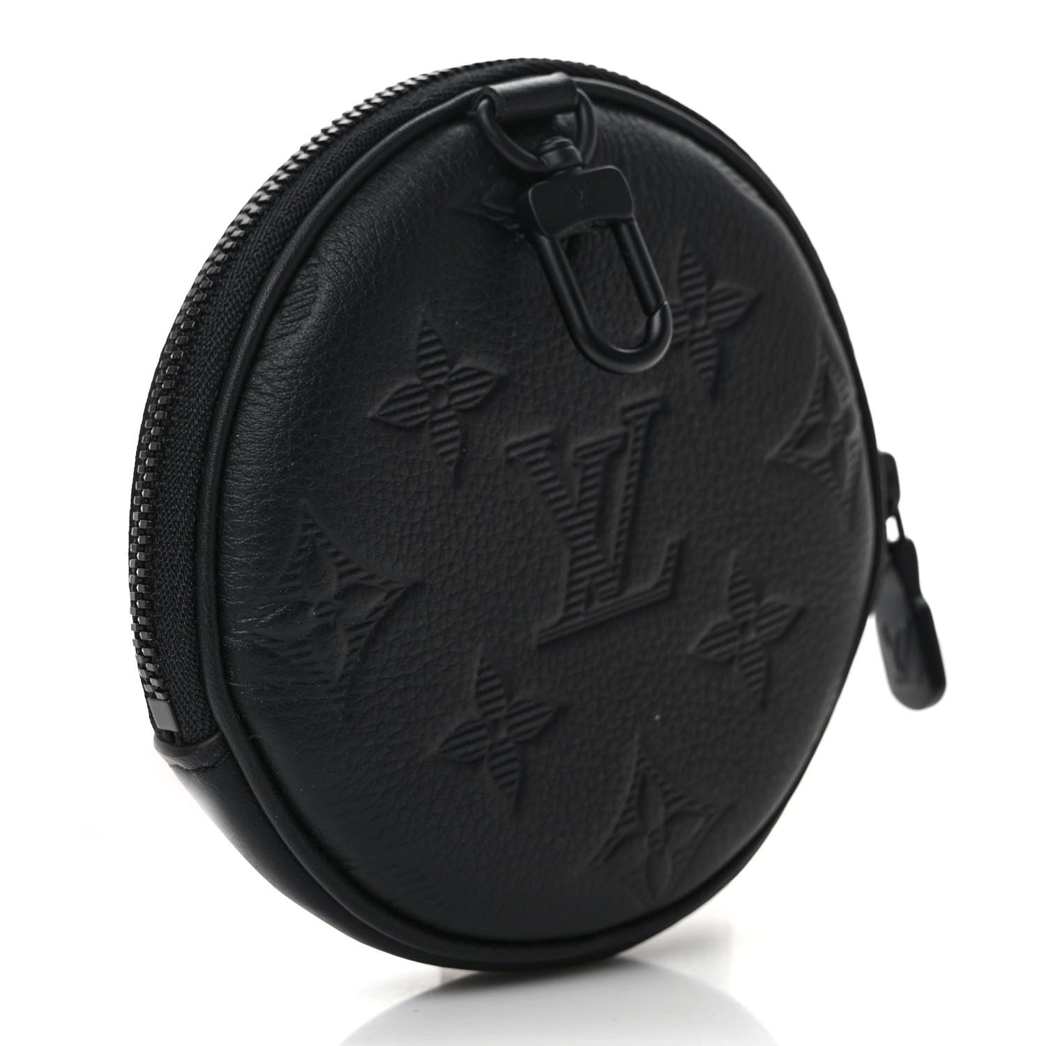 Louis Vuitton Calfskin Shadow Monogram Round Coin Purse Black 3 of 7