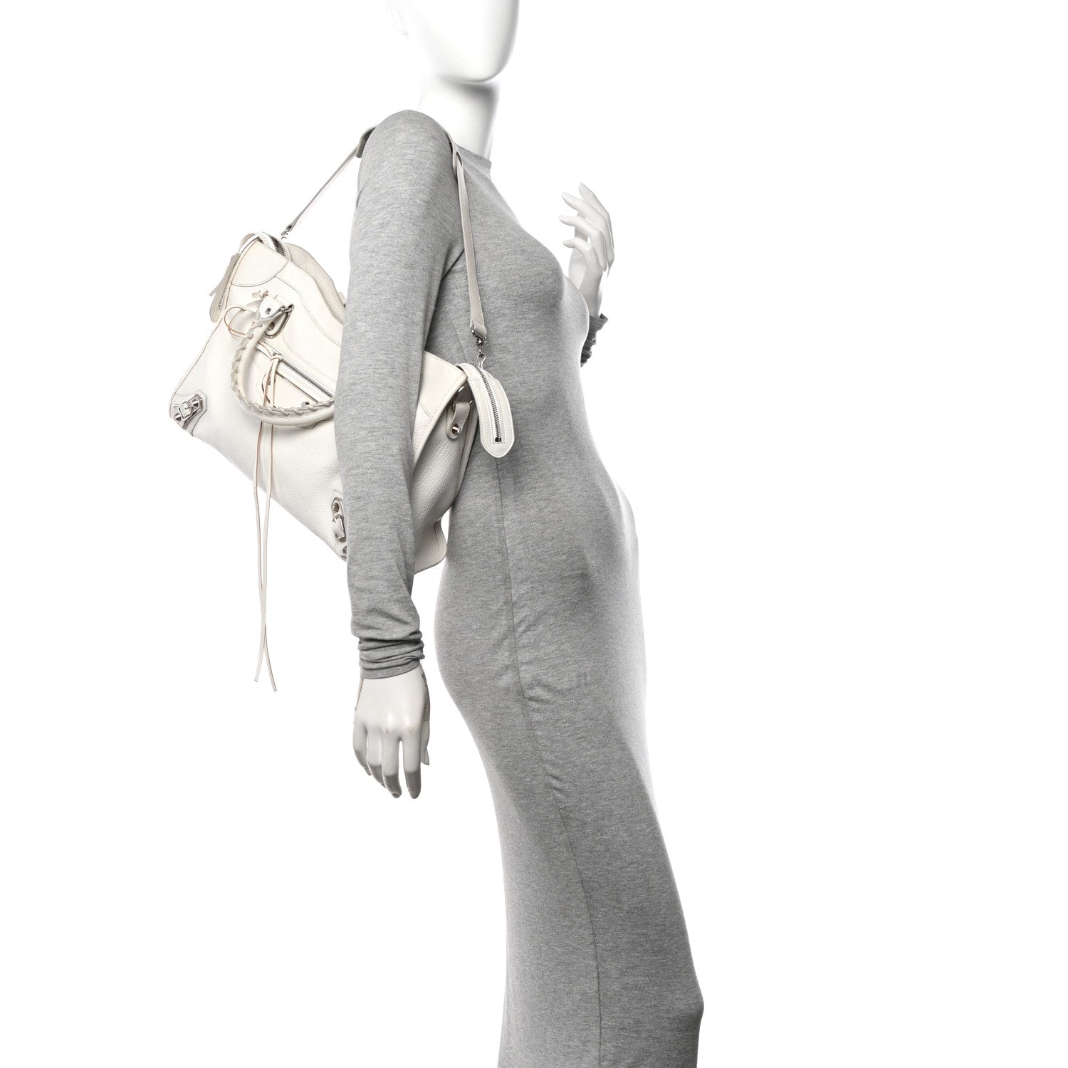 Balenciaga Chevre Silver Metallic Edge Hardware City White 2 of 10