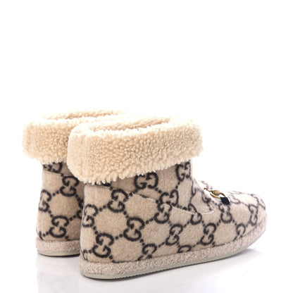Gucci Covered Wool GG Monogram Womens Fria Horsebit Ankle Boots 41 Beige Ebony Butterscotch 4 of 10