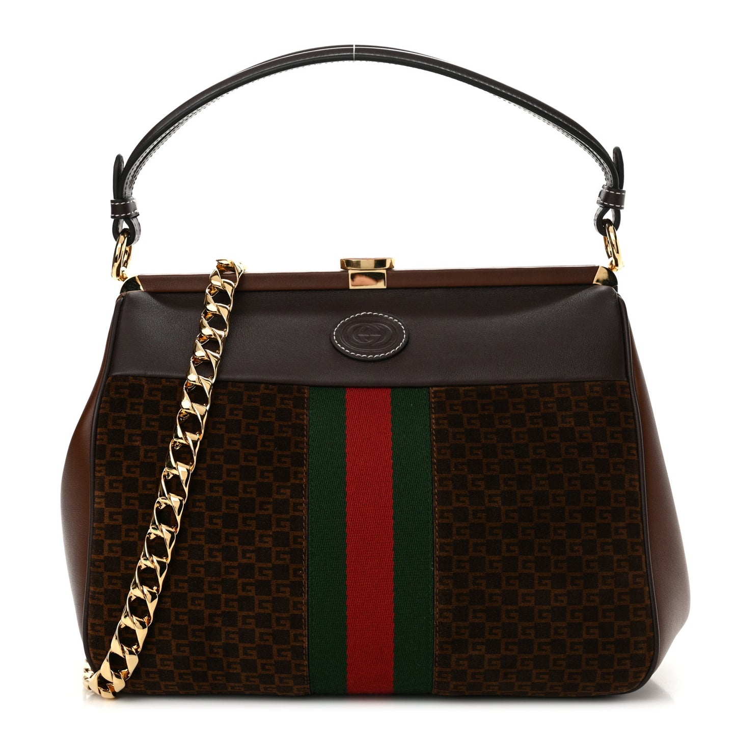 Suede GG Monogram Mini Virgo Tote Brown