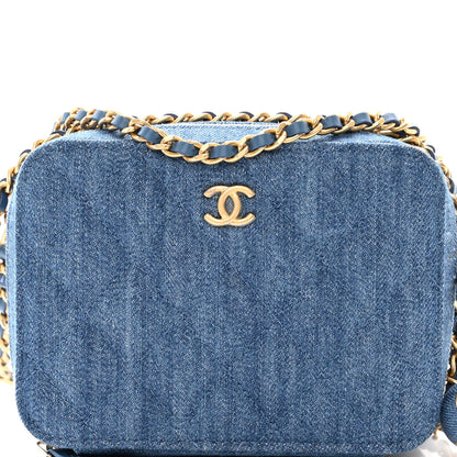 Chanel Denim Quilted CC Pearl Crush Camera Case Blue 8 of 10