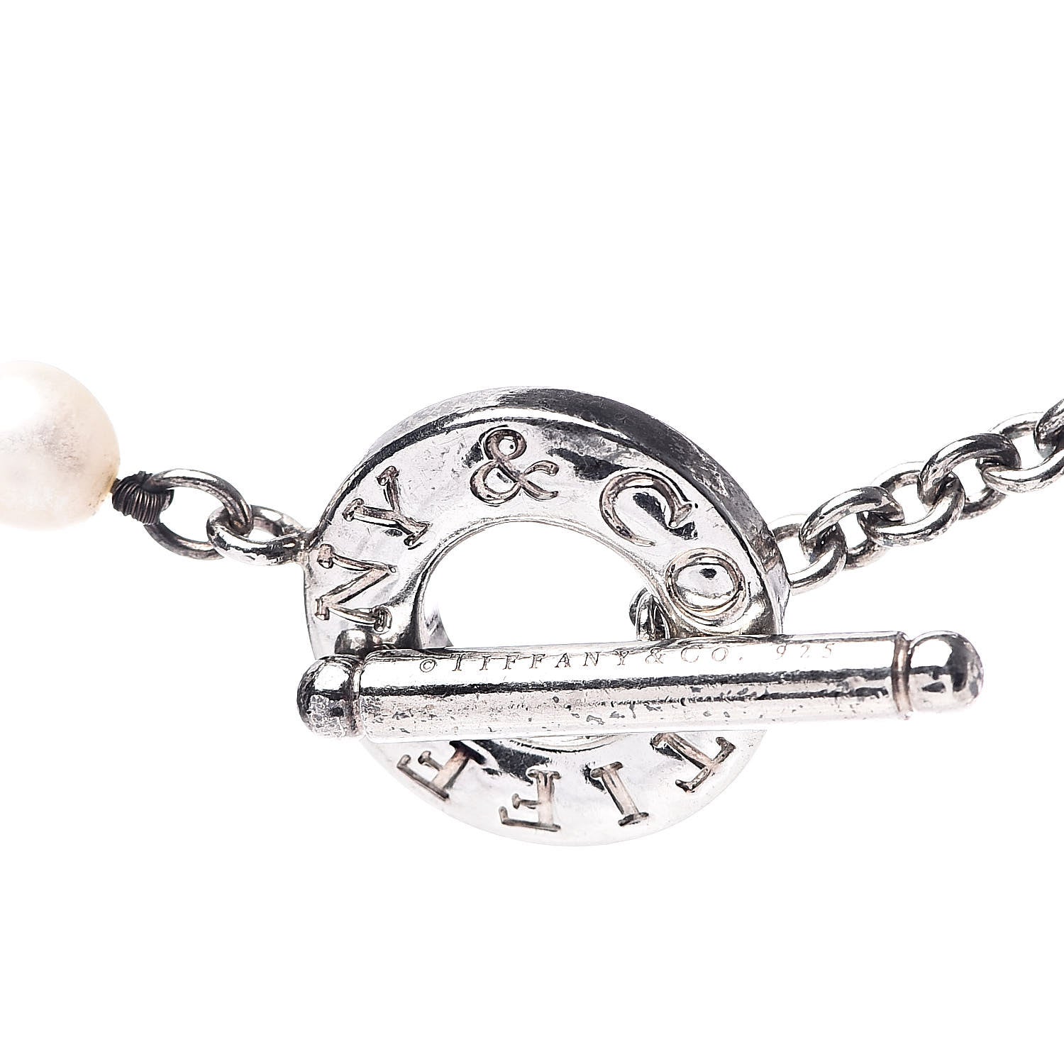 Tiffany Sterling Silver Pearl Strand Toggle Necklace 4 of 6