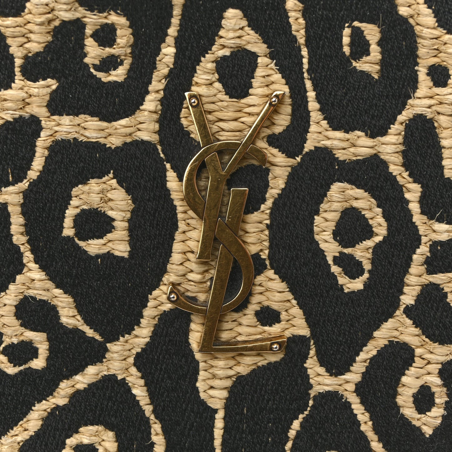 Raffia Calfskin Leopard Print Monogram Lou Camera Bag Natural Beige Black