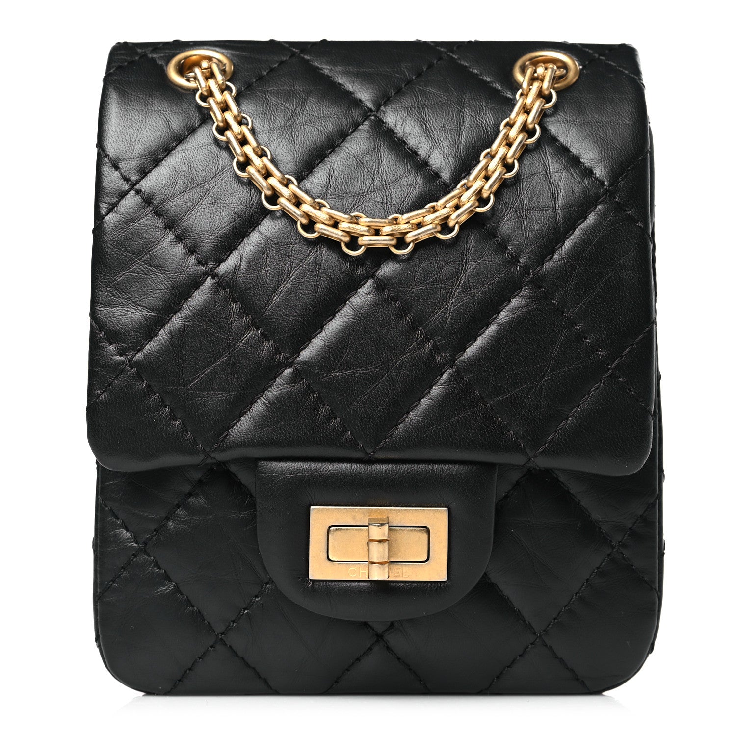 Chanel Aged Calfskin Quilted 2.55 Reissue Mini North South Flap Black 1 of 9