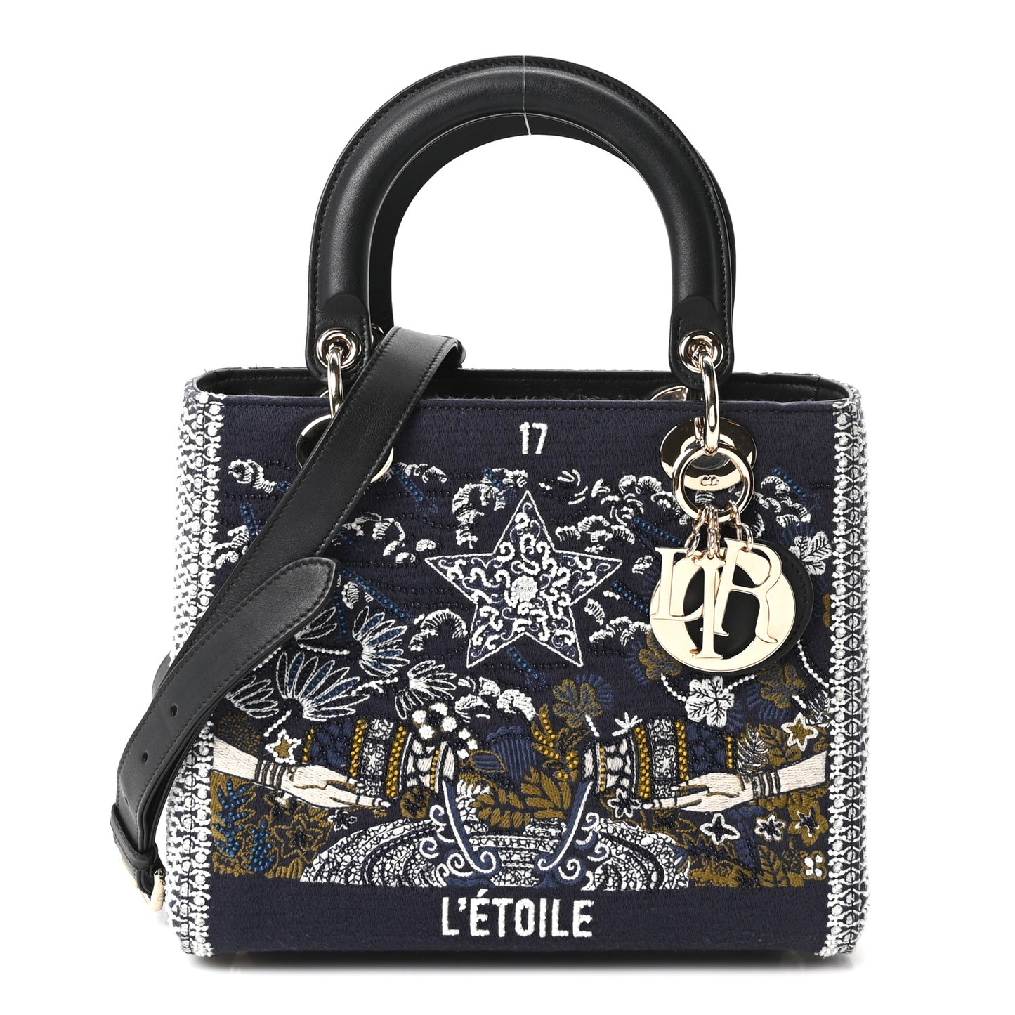 Embroidered L'Etoile Tarot Medium Lady Dior Blue Multicolor