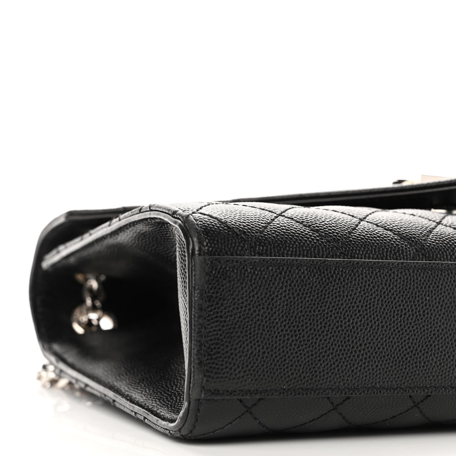 Saint Laurent Grain De Poudre Textured Mixed Matelasse Triquilt Medium Monogram Satchel Black 8 of 13
