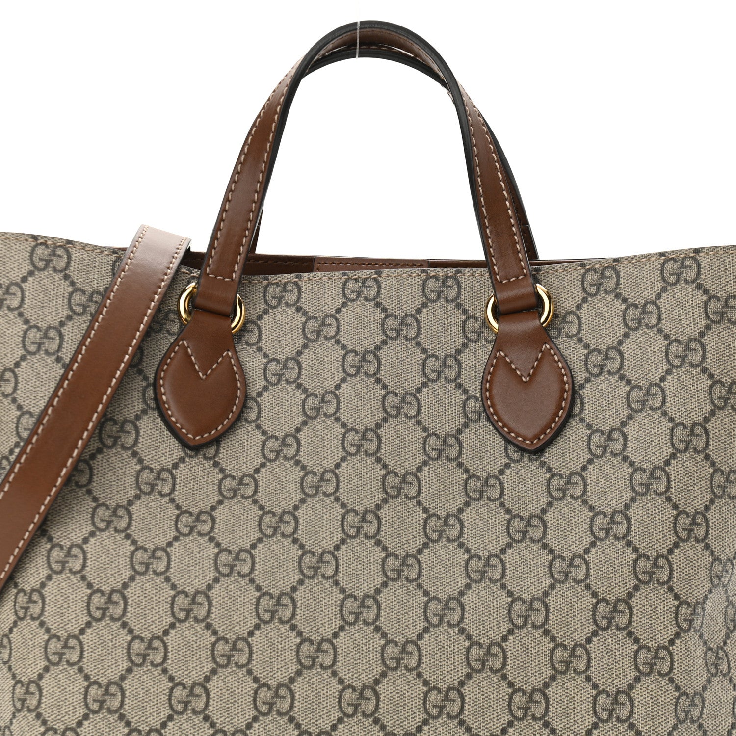 Gucci Soft GG Supreme Monogram Small Crossbody Tote Beige Cuir 8 of 11