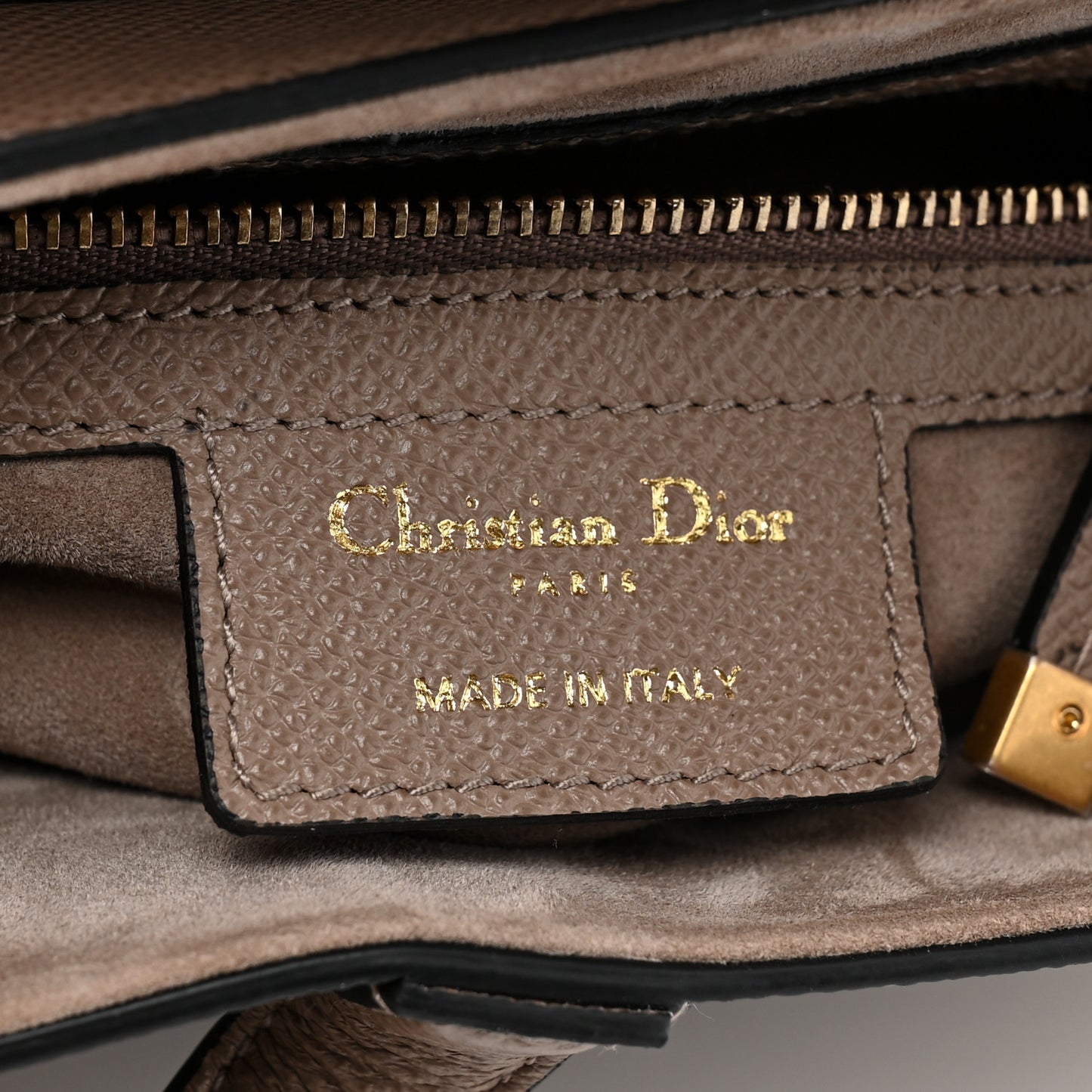 Grained Calfskin Saddle Bag With Strap Taupe