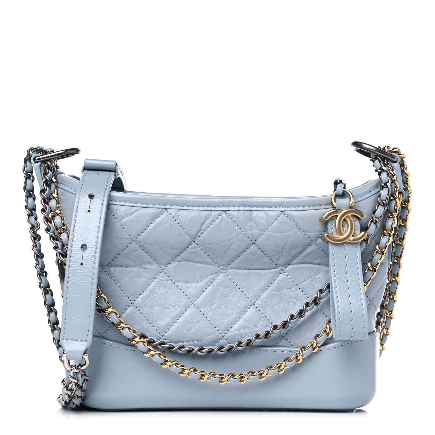 Chanel Aged Calfskin Quilted Small Gabrielle Hobo Light Blue 1 of 12