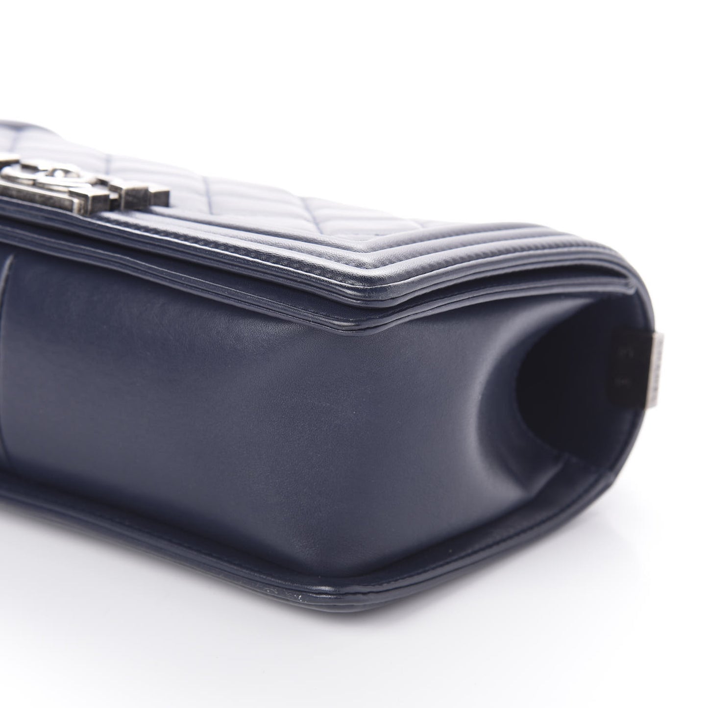 Calfskin Quilted Medium Boy Flap Dark Blue