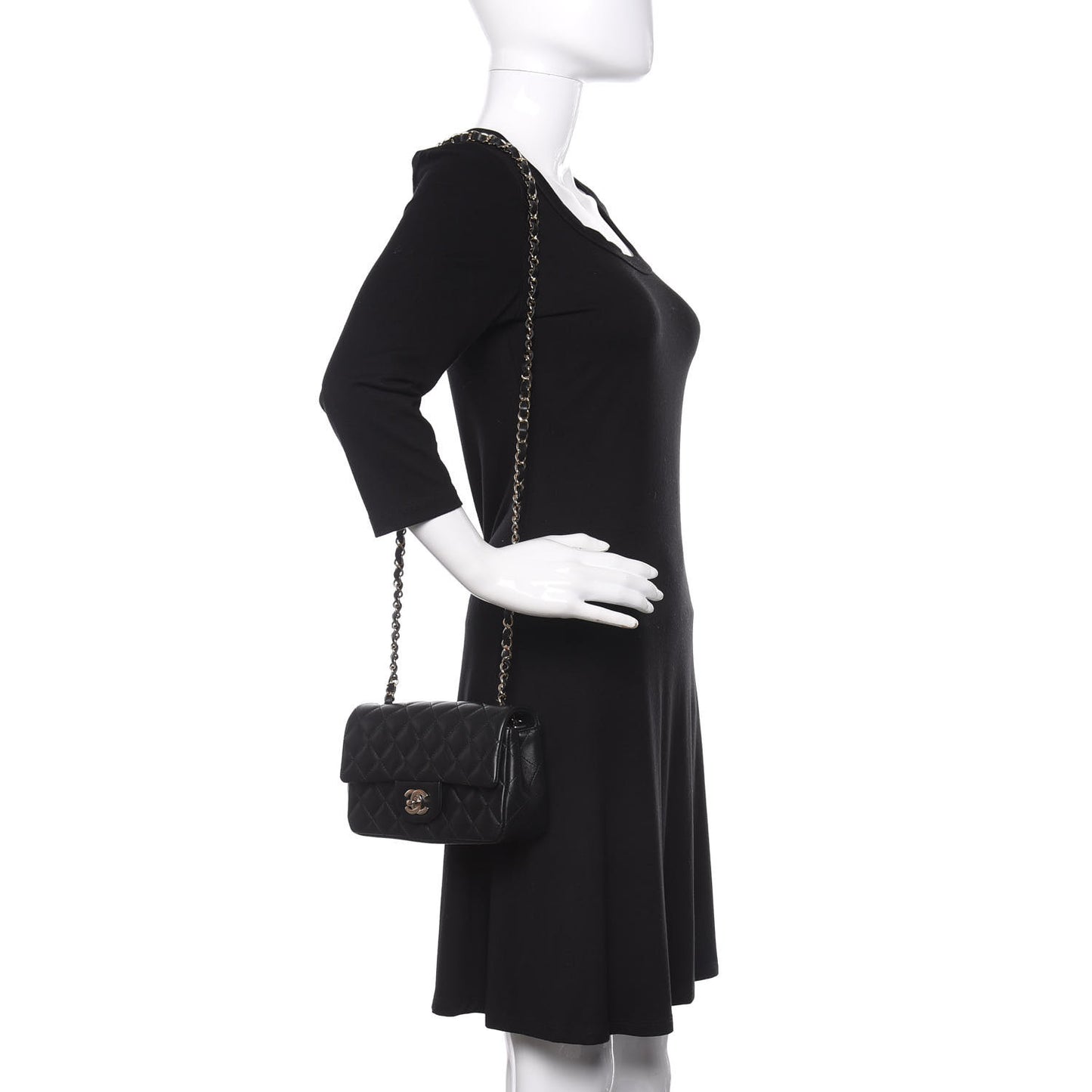 Lambskin Quilted Mini Rectangular Flap Black