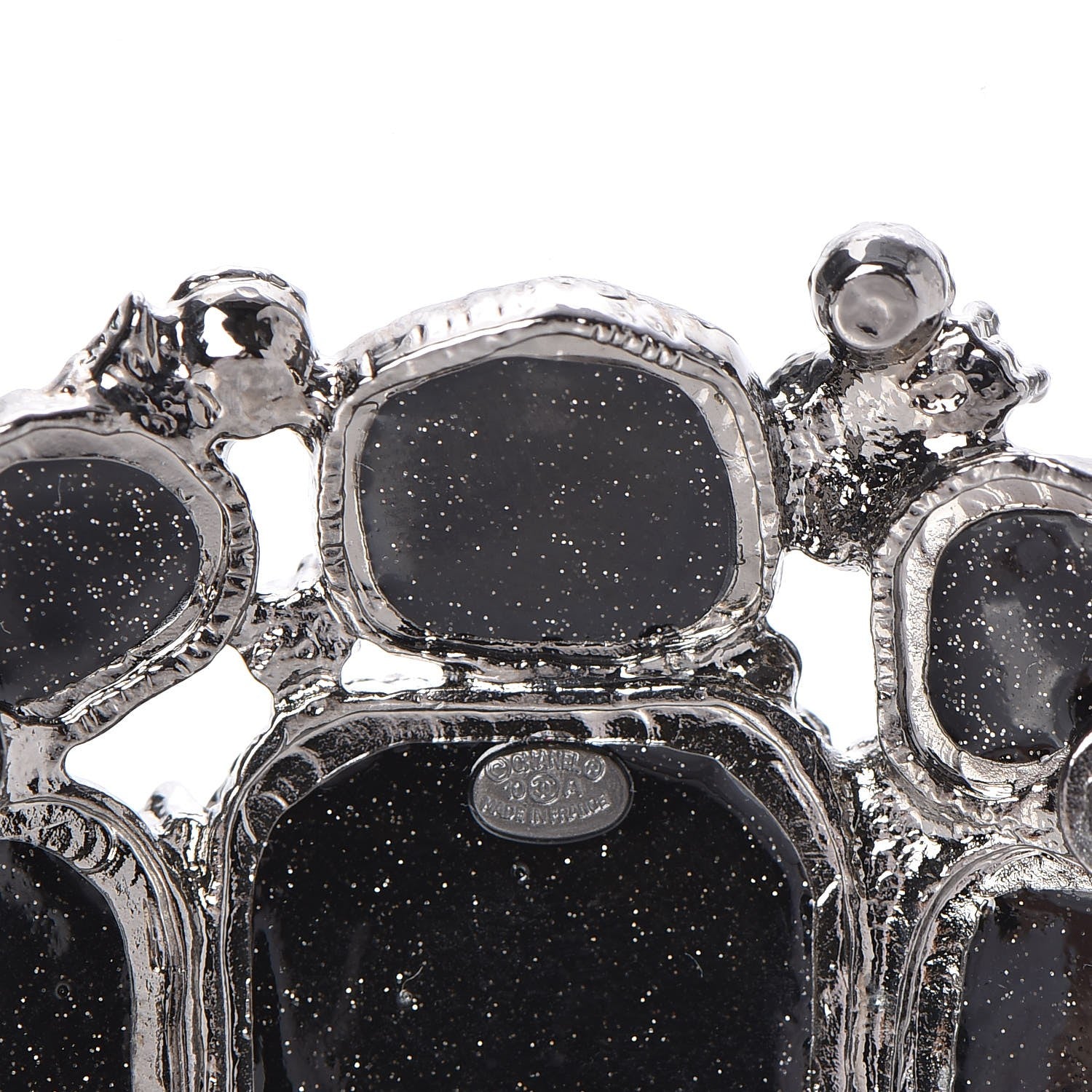 Chanel Glitter Enamel CC Brooch Black 4 of 4