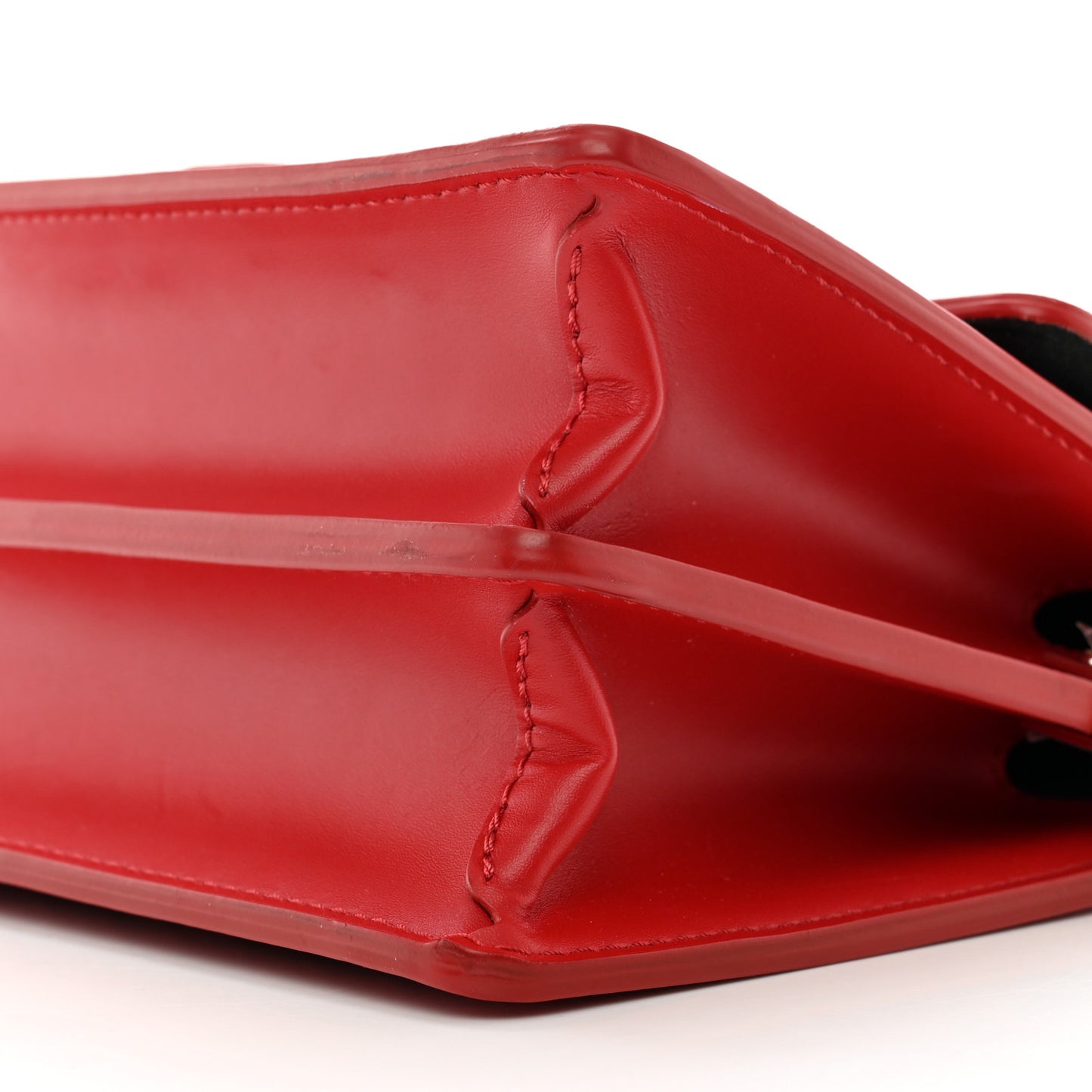 Patent Calfskin Monogram Lace Dauphine Mini Red