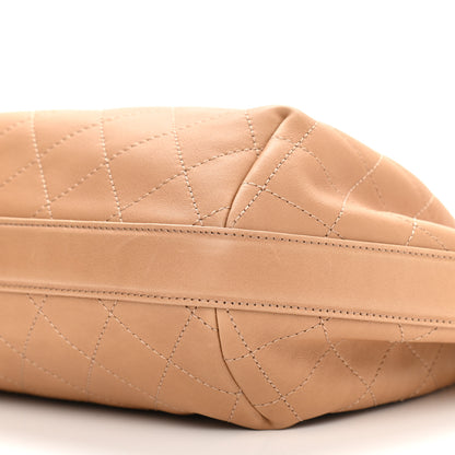 Chanel Calfskin Stitched Medium Drawstring CC Bag Beige 9 of 9