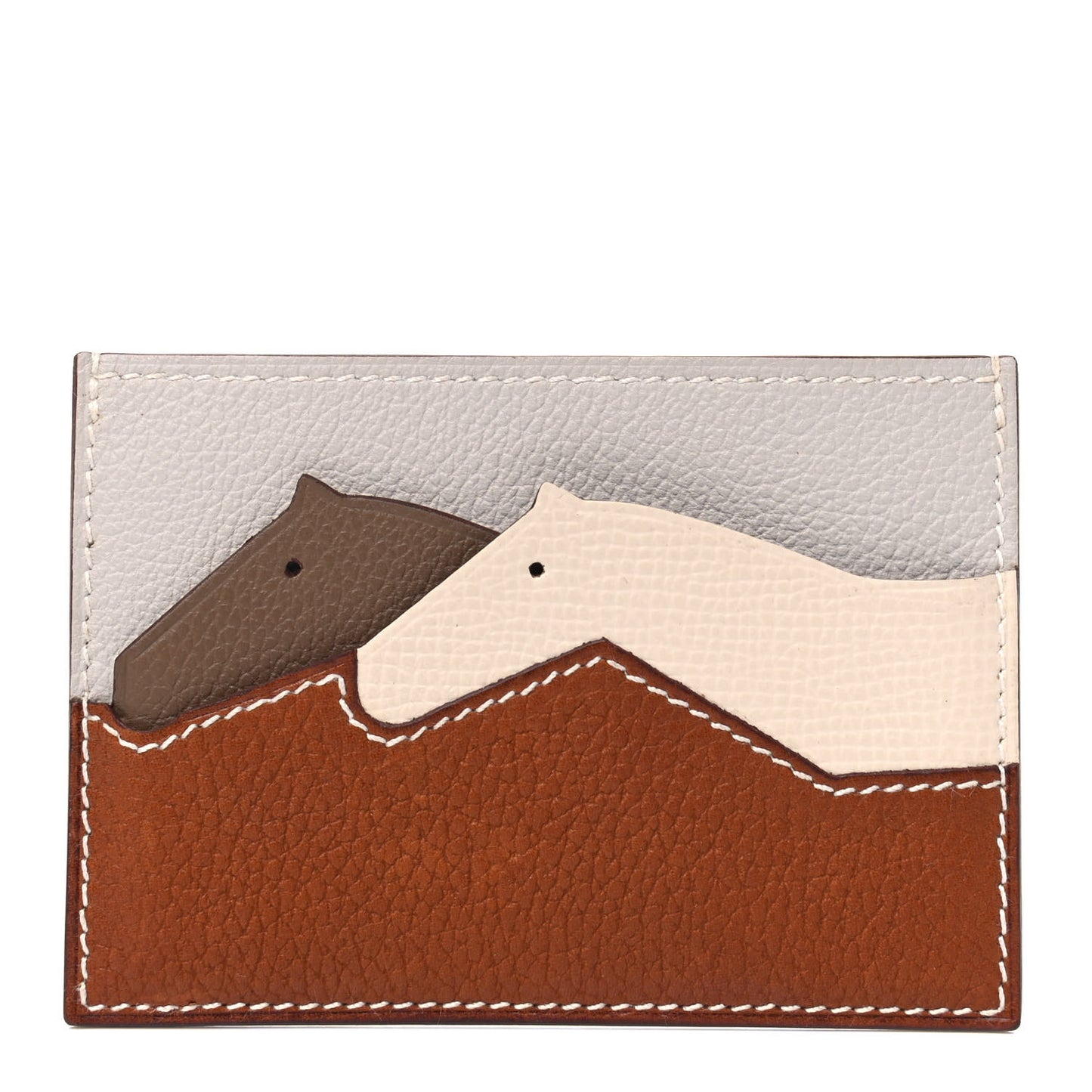 Barenia Faubourg Epsom Evercolor Les Petits Chevaux Card Holder Fauve Craie Beige De Weimar