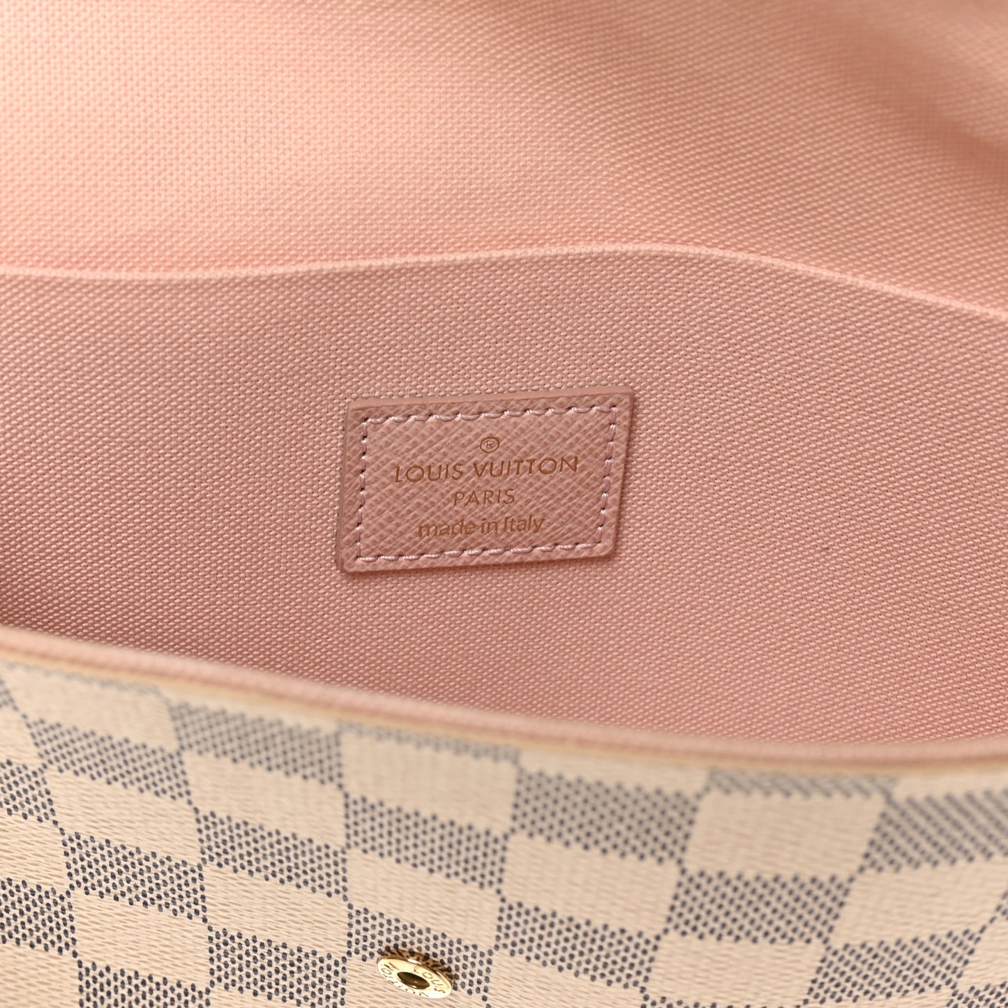 Damier Azur Pochette Felicie Chain Wallet Rose Ballerine