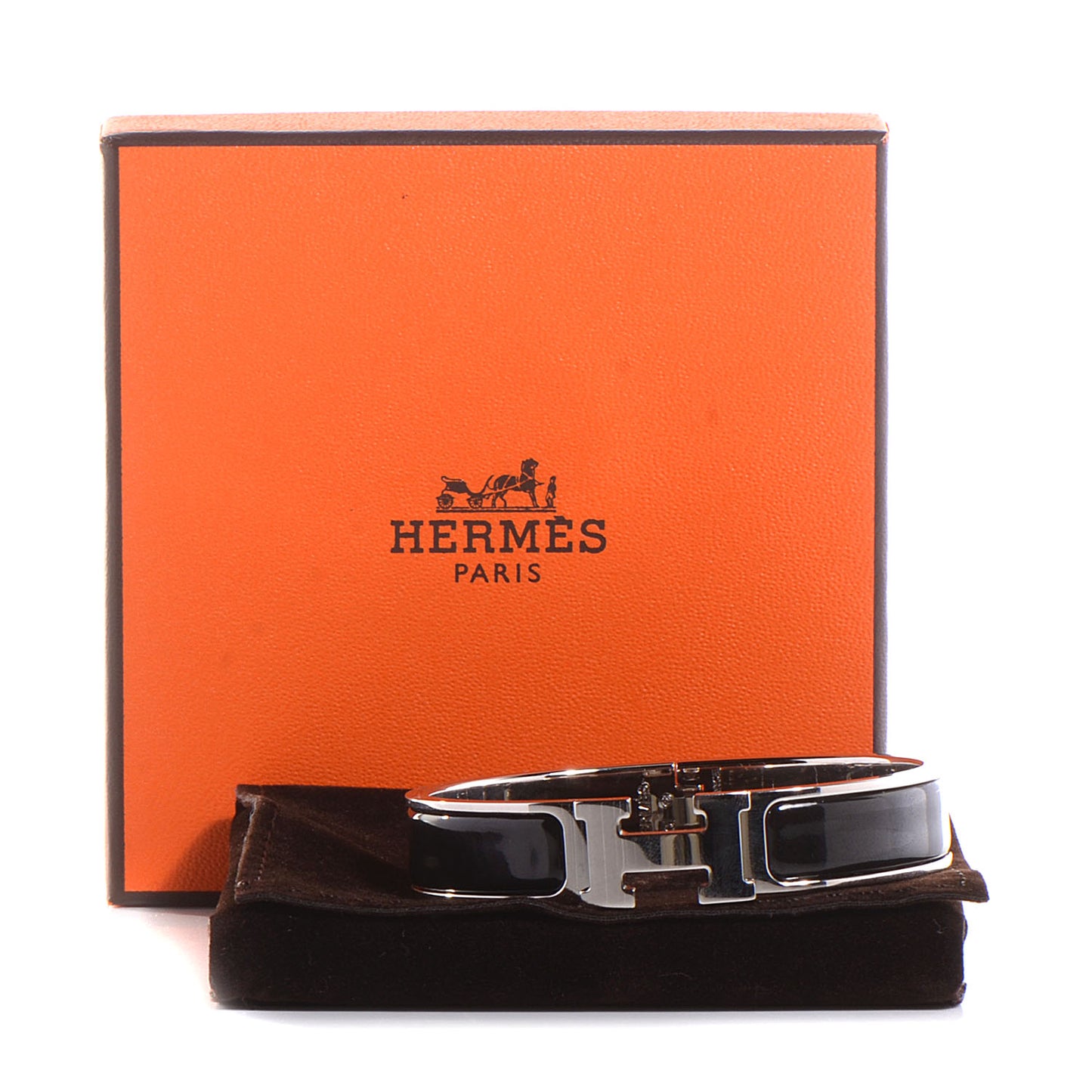 Enamel Narrow Clic Clac H Bracelet PM Black