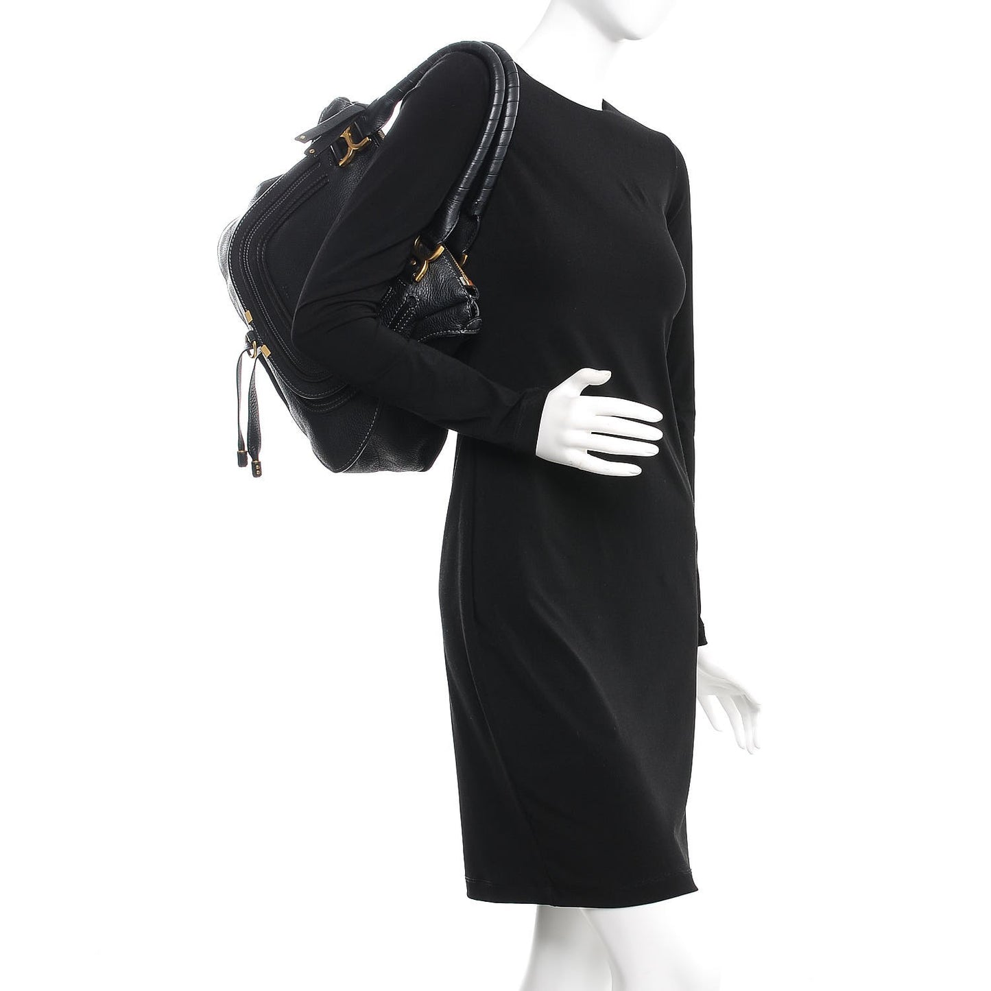 Calfskin Medium Marcie Satchel Black