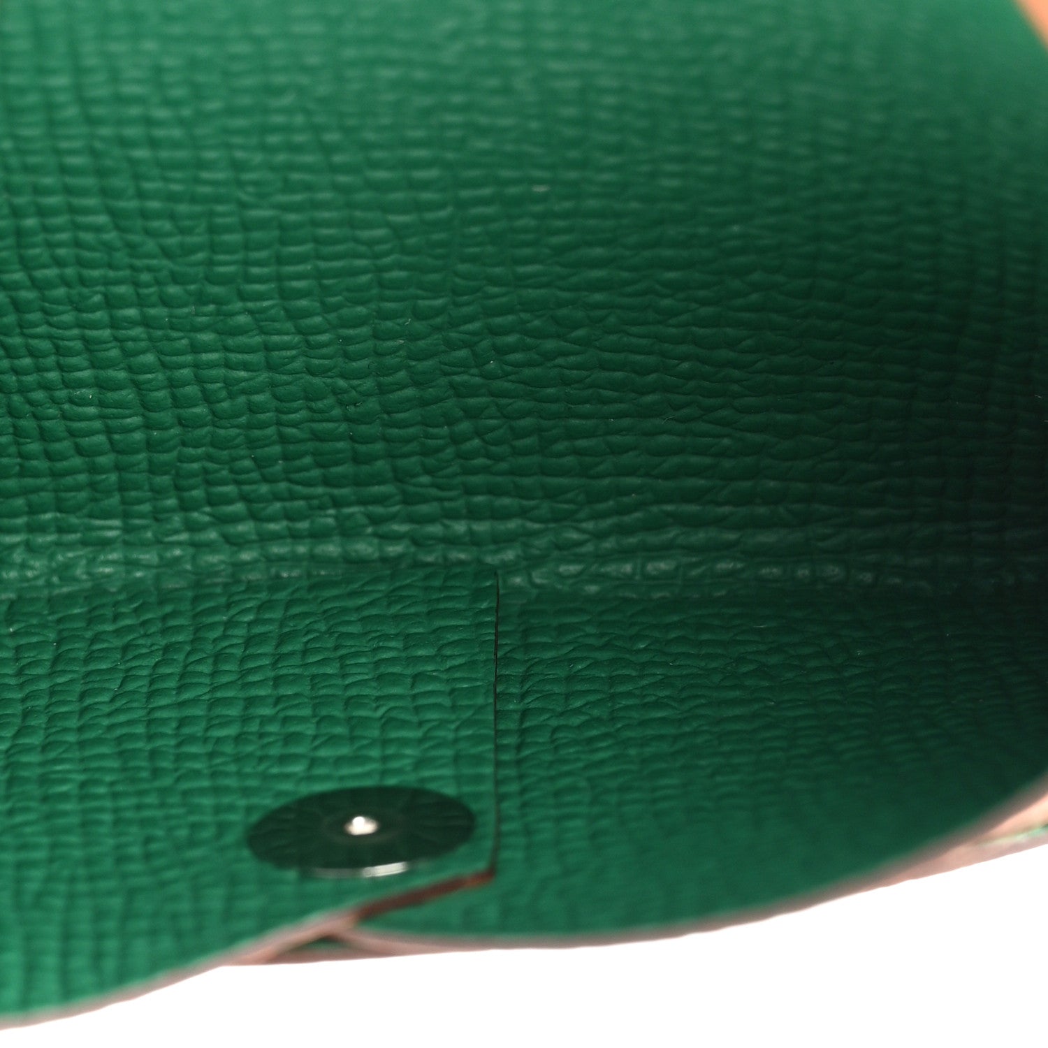 Hermes Epsom Horseshoe Verso Calvi Card Case Orange Vert Vertigo 6 of 10