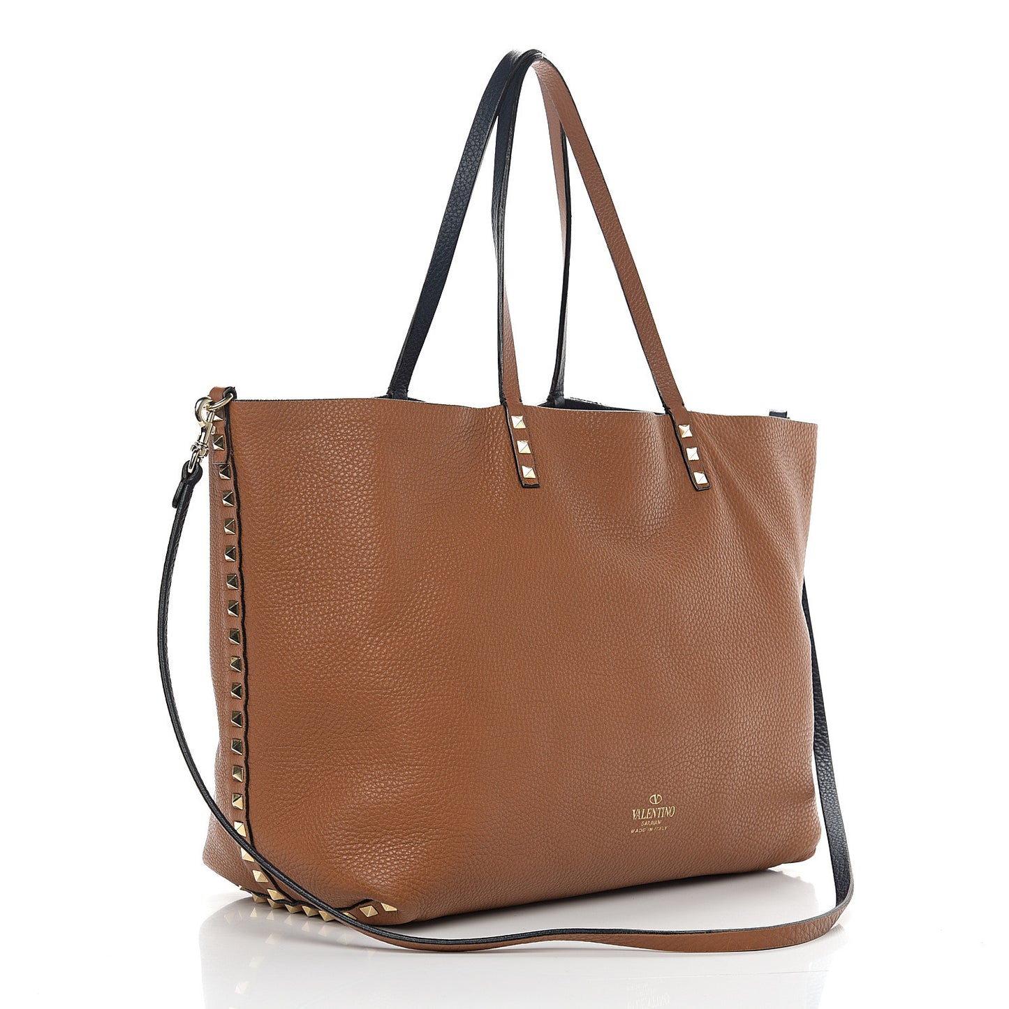Pebbled Calfskin Large Rockstud Reversible Tote Light Cuir Marine