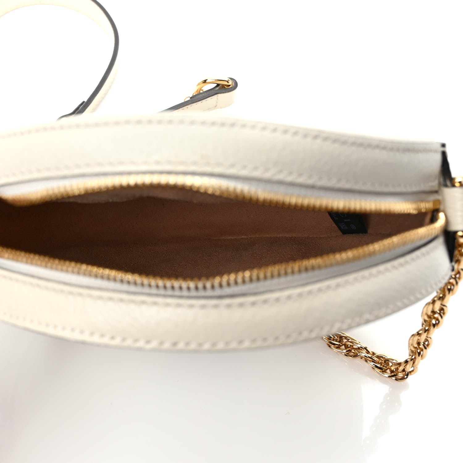 Gucci Textured Calfskin Web Mini Ophidia Round Shoulder Bag Mystic White 5 of 9