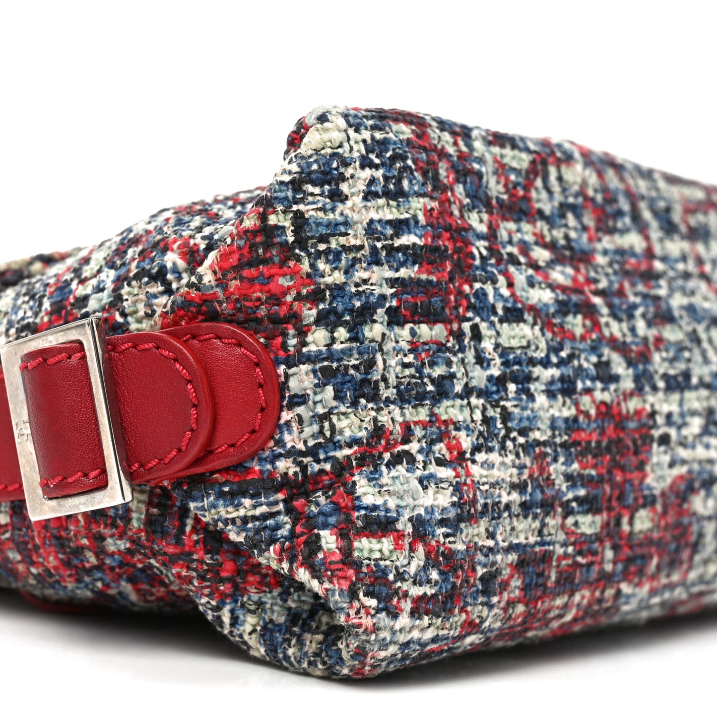 Tweed Lambskin Flap Blue Red