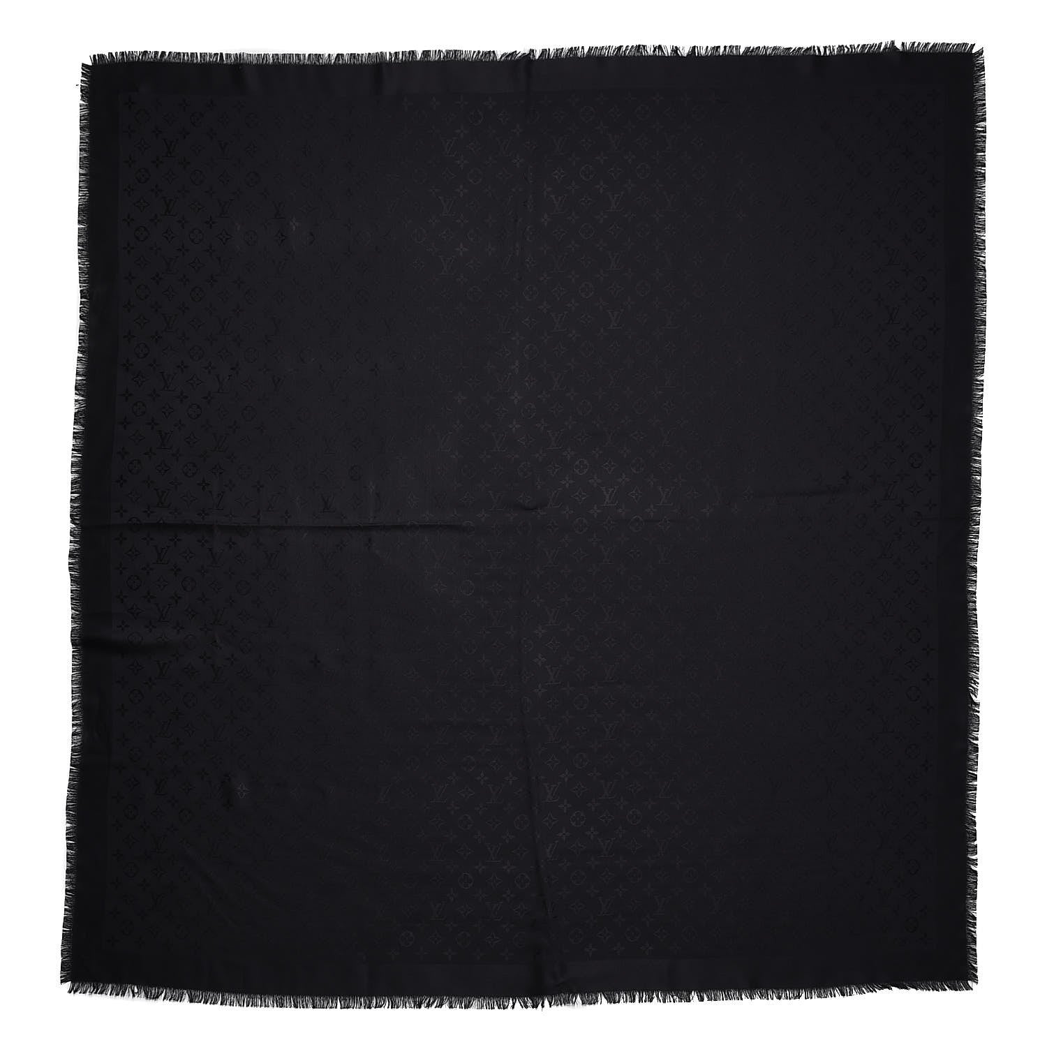 Louis Vuitton Silk Wool Monogram Shawl Black 1 of 4