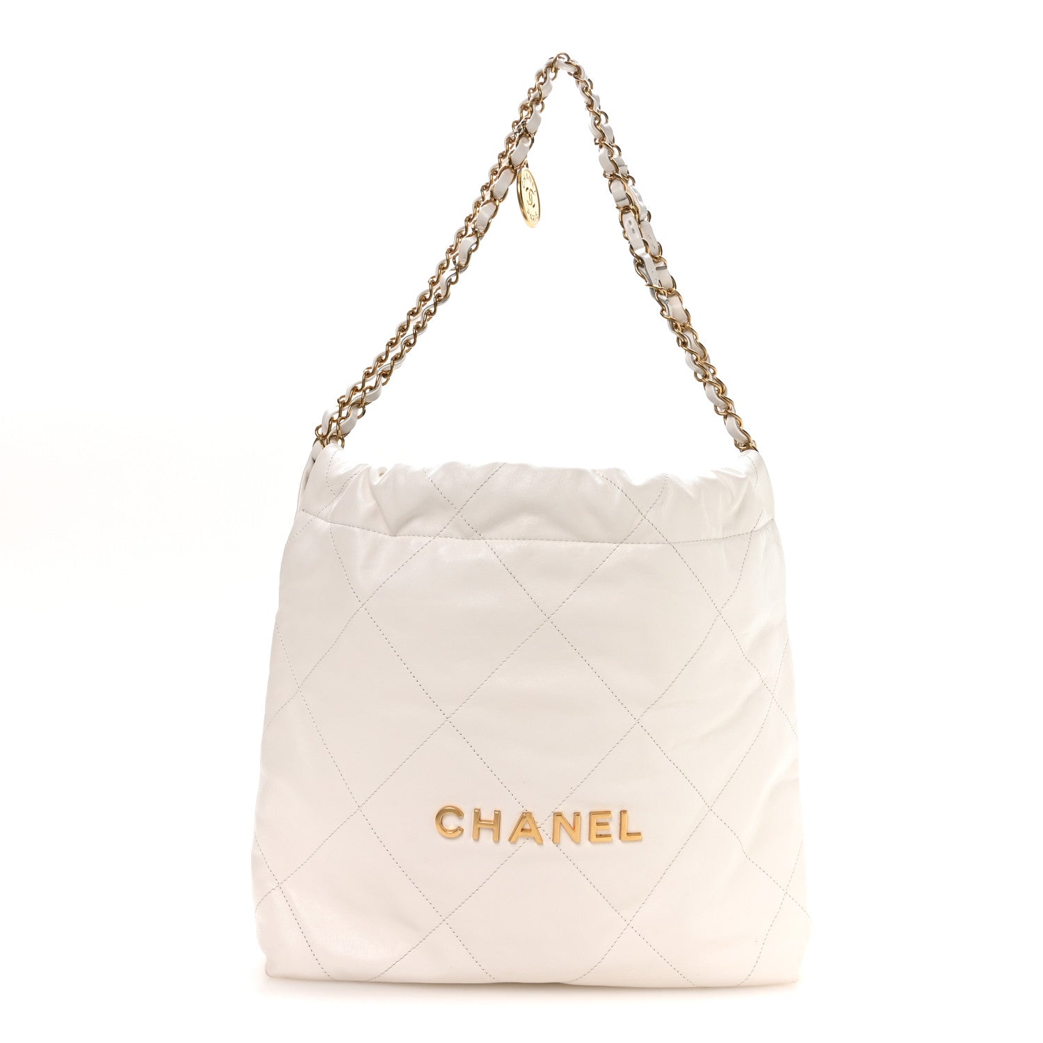 Chanel Shiny Calfskin Quilted Small Chanel 22 White 1 of 11