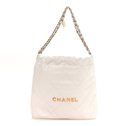 Chanel Shiny Calfskin Quilted Small Chanel 22 White 1 of 11