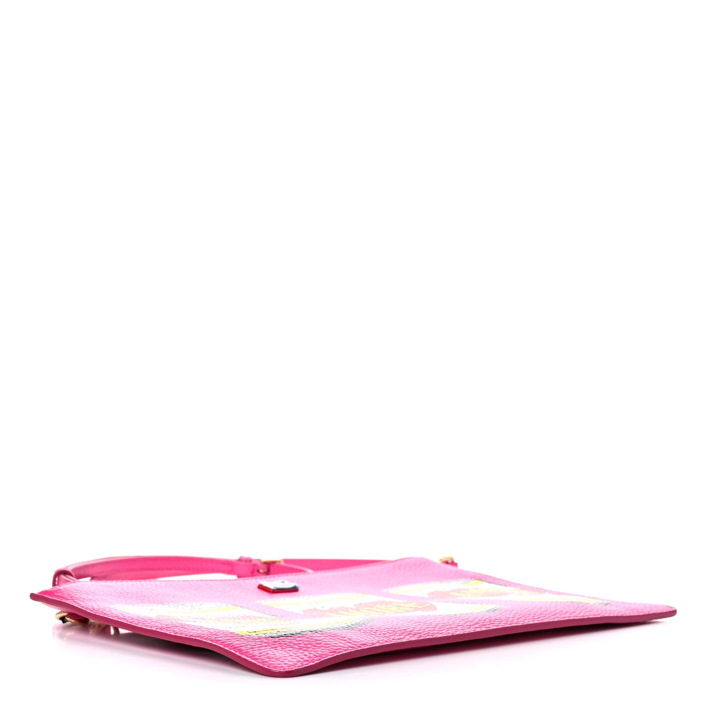 Calfskin Amore Soup Can Print Crossbody Clutch Multicolor