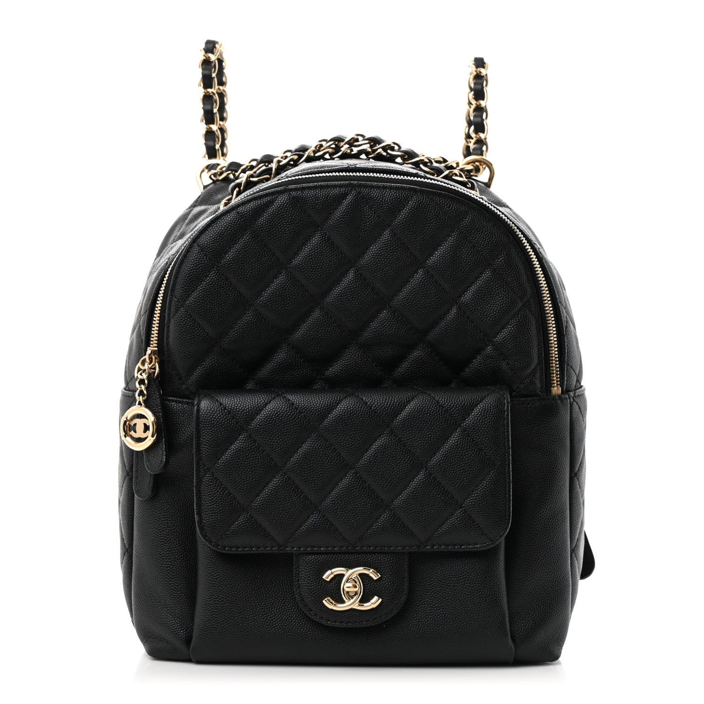 Caviar Quilted Medium Zip Around Backpack Black