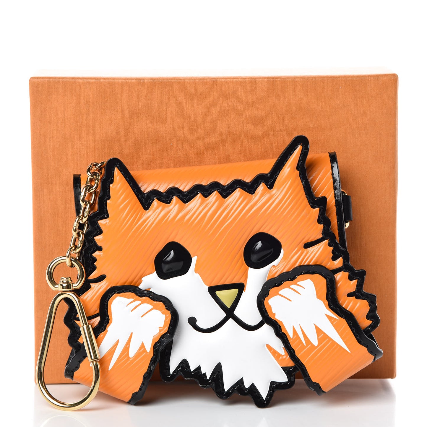 Epi Calfskin Grace Catogram Cat Card Holder Orange