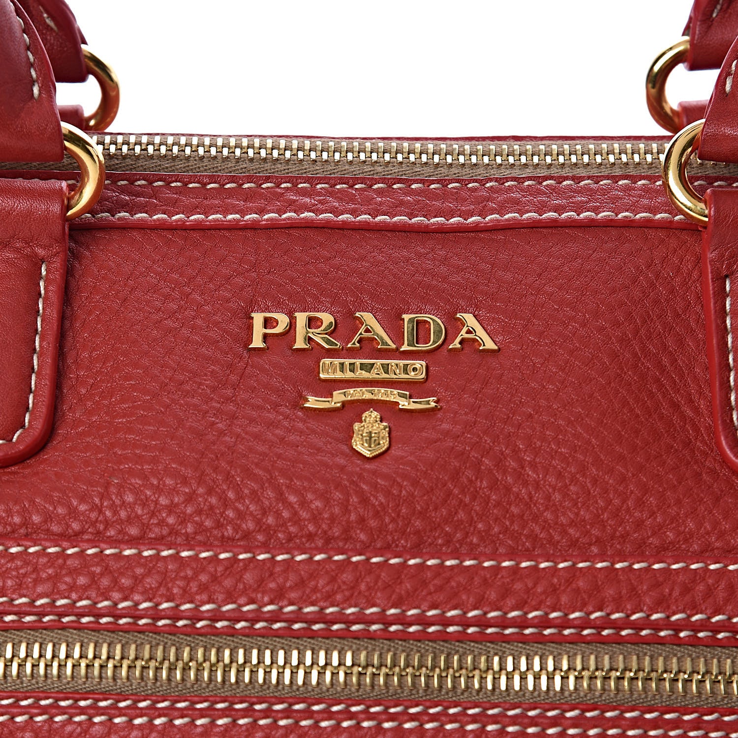 Prada Vitello Daino Satchel Fuoco 13 of 13