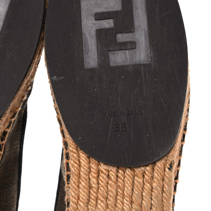 Fendi Canvas Pequin Espadrilles 38 Tobacco Black 6 of 11