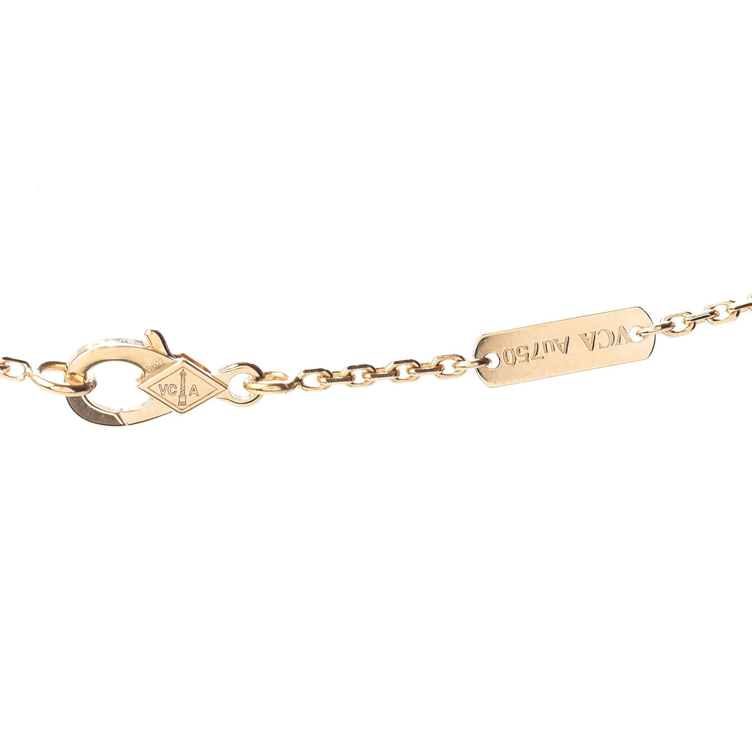 Van Cleef & Arpels 18K Yellow Gold Mother of Pearl Vintage Alhambra Pendant Necklace 4 of 4