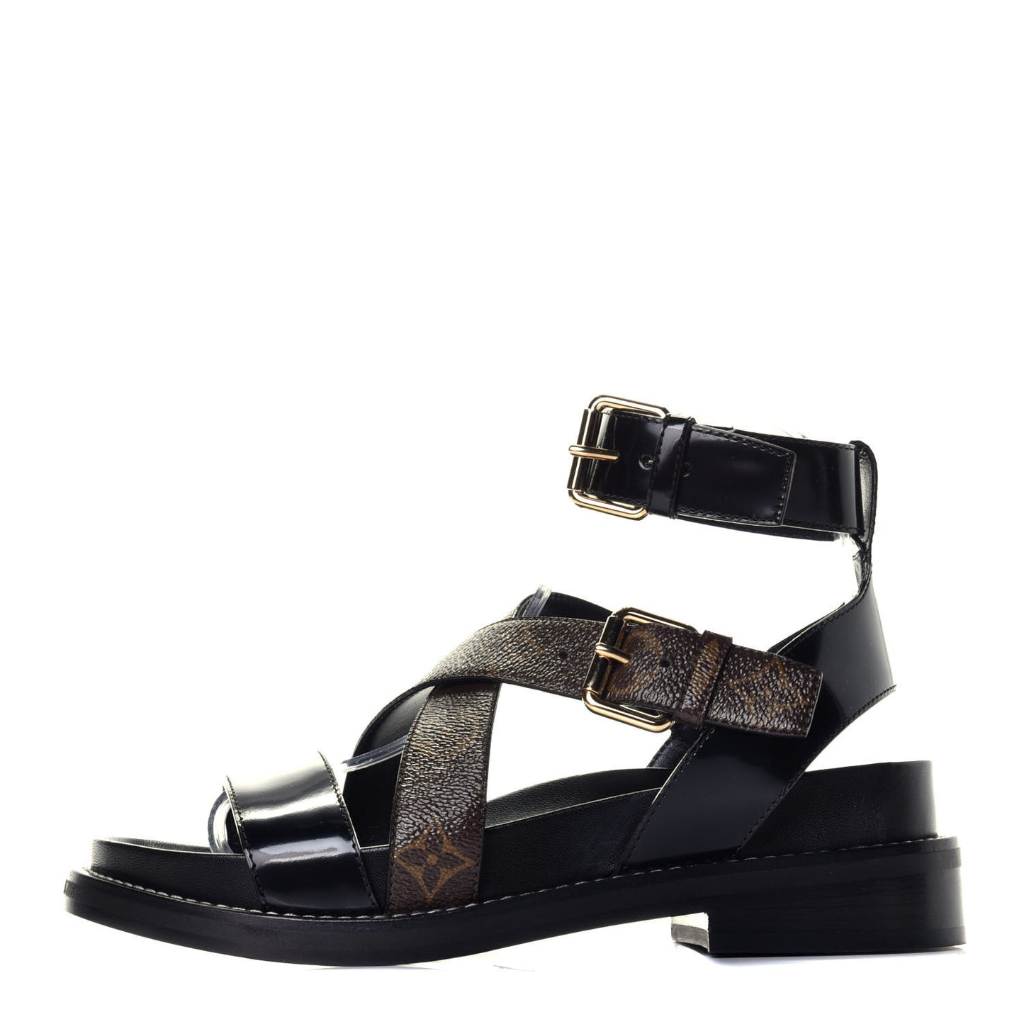 Calfskin Monogram Crossroad Comfort Sandals 37 Black