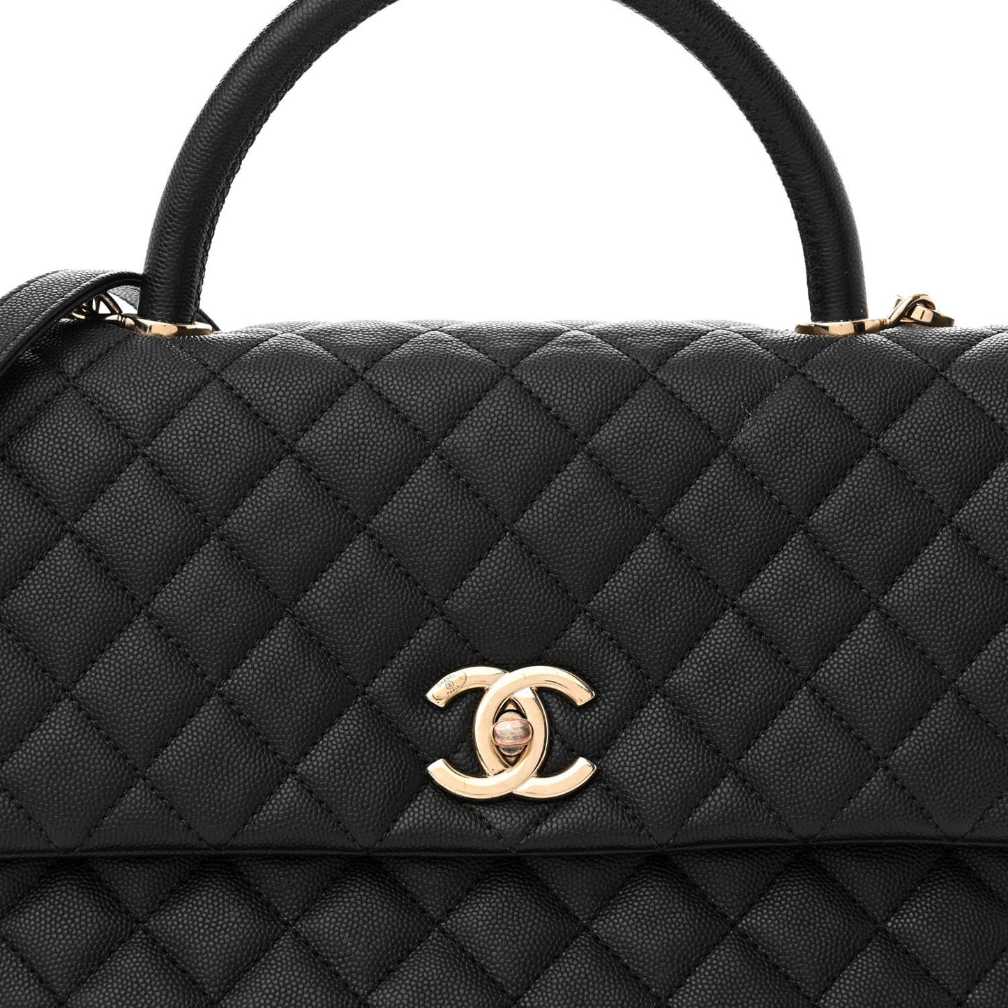 Caviar Quilted Medium Coco Handle Flap Black