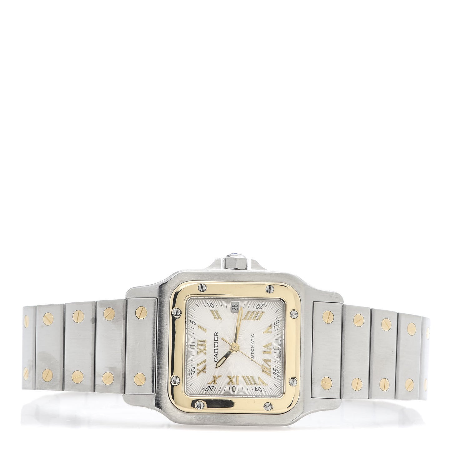 Stainless Steel 18K Yellow Gold 29mm Santos De Cartier Galbee Automatic Watch