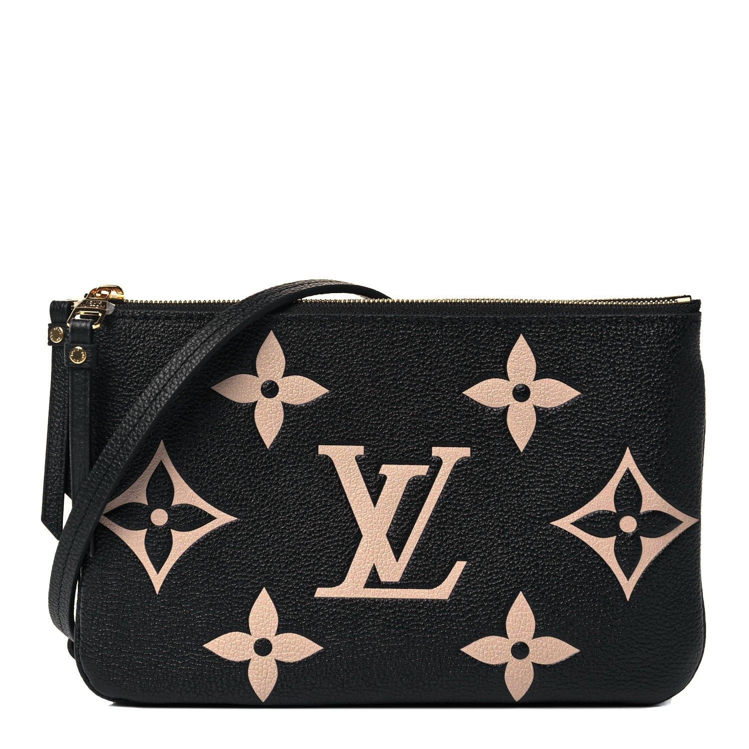 Louis Vuitton Empreinte Monogram Giant Double Zip Pochette Black Cream 1 of 8