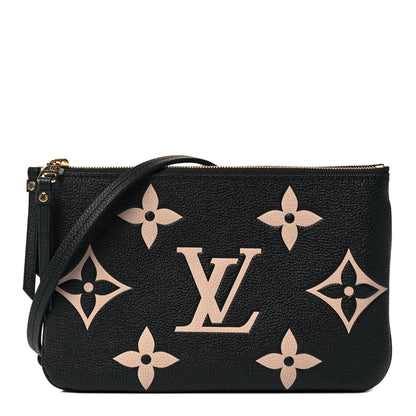 Louis Vuitton Empreinte Monogram Giant Double Zip Pochette Black Cream 1 of 8