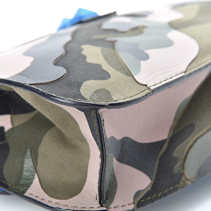 Valentino Garavani Nappa Canvas Camouflage Medium Glam Lock Rockstud Flap Blue Fluo 11 of 13