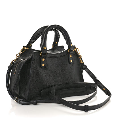 Balenciaga Grained Calfskin Neo Classic Gold Hardware Nano City Crossbody Black 3 of 8