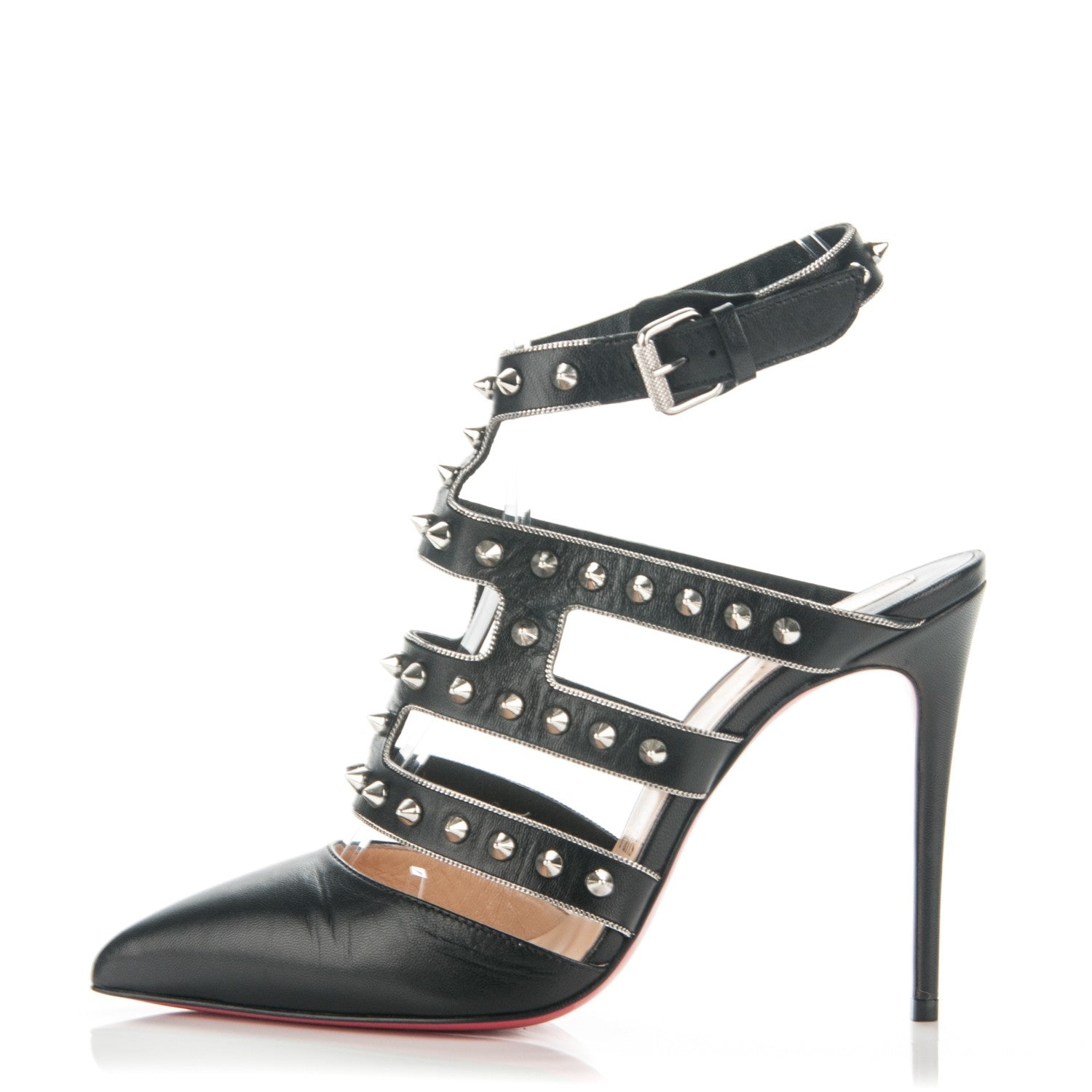 Christian Louboutin Kid Tchicaboum 100 Pumps 36 Black Silver 1 of 6