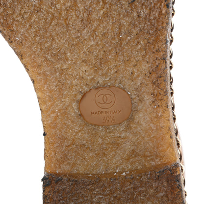 Chanel Kid Suede Shearling Womens Cap Toe Chain Short Boots 39.5 Light Brown Black 6 of 7