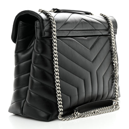 Saint Laurent Calfskin Y Quilted Monogram Medium Loulou Chain Satchel Black 3 of 11