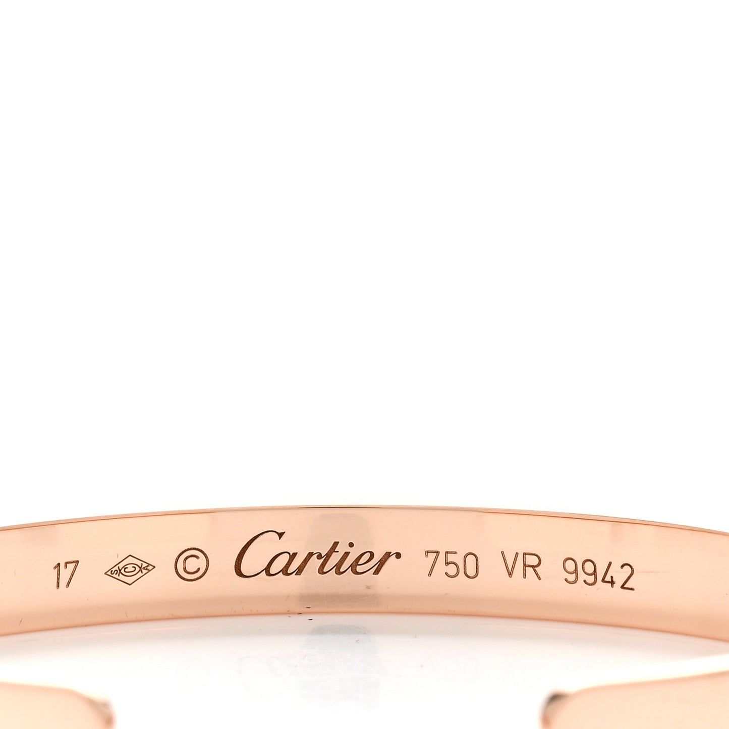 18K Pink Gold LOVE Cuff Bracelet 17