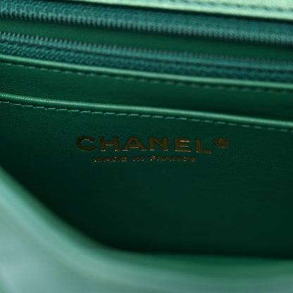 Chanel Iridescent Calfskin Quilted Mini Rectangular Flap Green 6 of 10