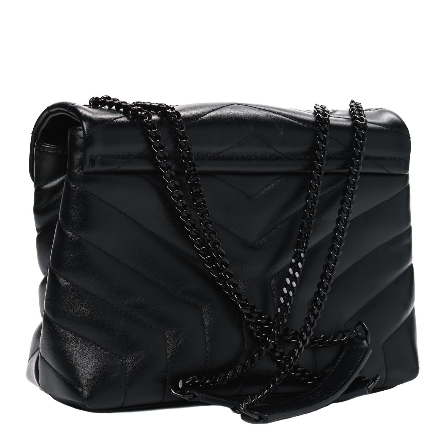 Saint Laurent Calfskin Y Quilted Monogram Small Loulou Chain Satchel Black 2 of 5