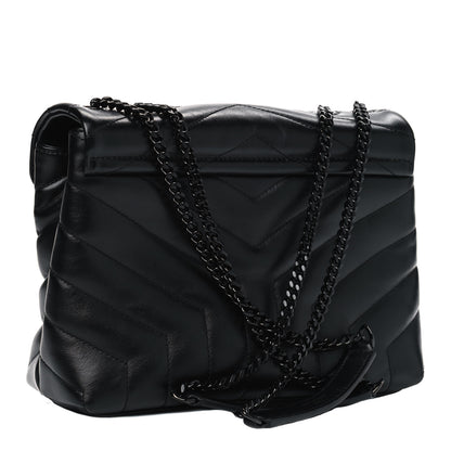 Saint Laurent Calfskin Y Quilted Monogram Small Loulou Chain Satchel Black 2 of 5