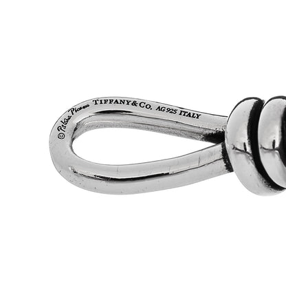 Tiffany Sterling Silver Leather Paloma Picasso Knot Single Braid Bracelet Grey Red 3 of 3